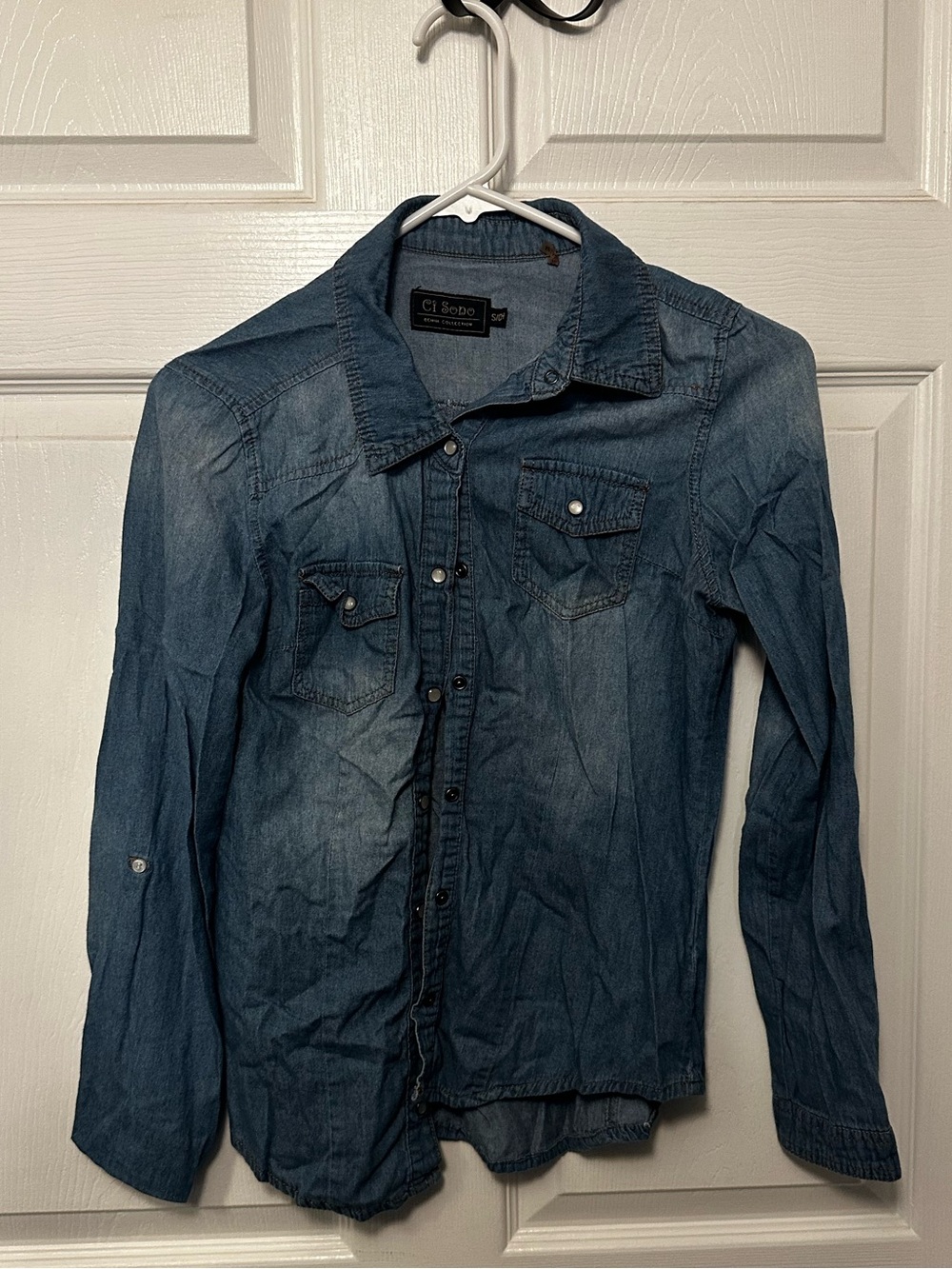 Ci Sono women Denim Button-Up Shirt in Blue
